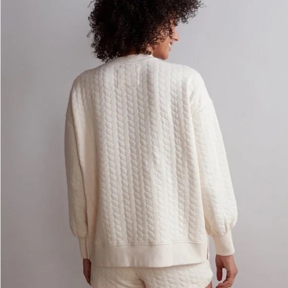 NWT Anthropologie Grey State Long-Sleeve Quilted Teddy Pullover Sz L - Picture 10 of 14